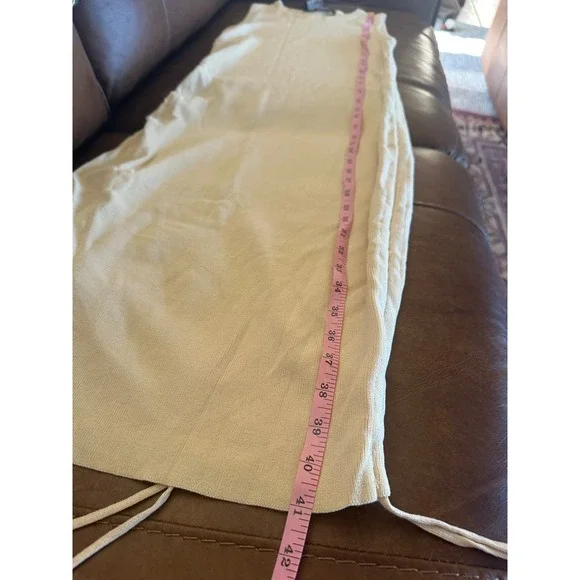 Lioness Sleeveless Knit Dress Drawstring Bodycon Midi Neutral NWT XL Extra Large - Picture 7 of 9